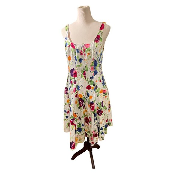 Beatiful pleated floral dress with boning size 12 - Picture 1 of 5